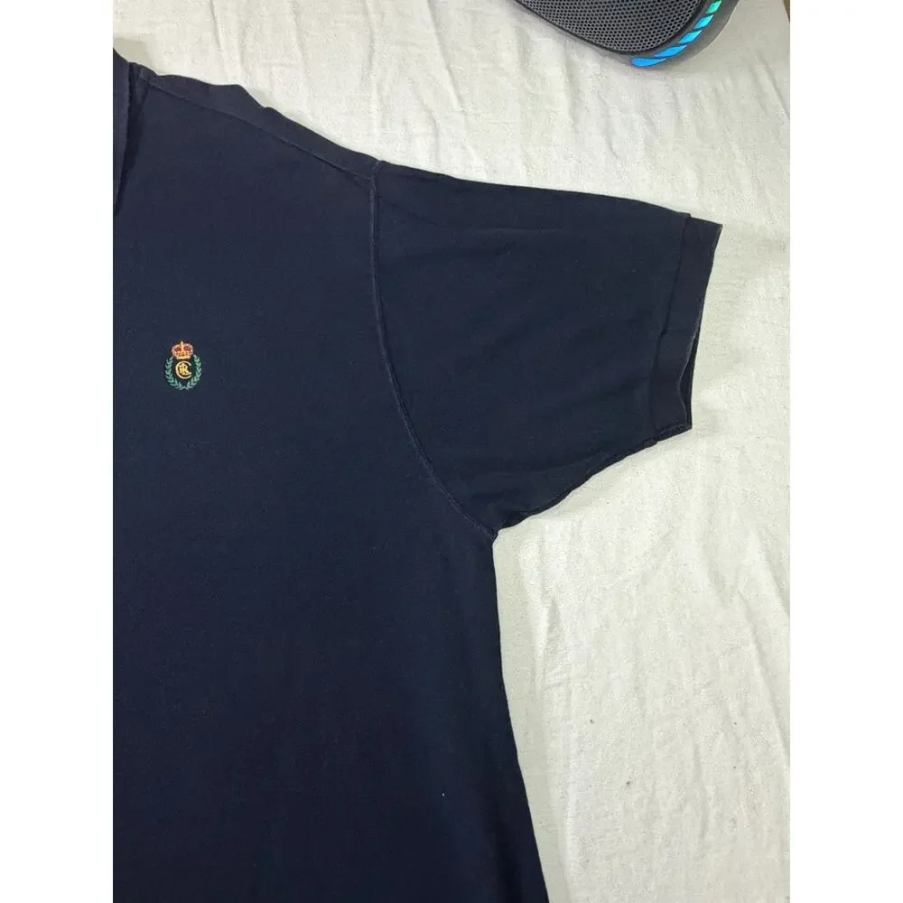 VTG Chaps Ralph Lauren Polo Shirt Men’s XL Navy Crest Logo 100% Cotton Classic